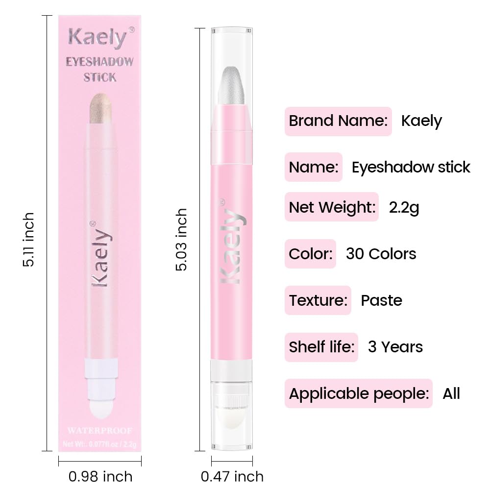 evpct 1Pcs Silver Shimmer Cream Eye Shadow Brightener Sticks for Eyes Waterproof Pigmented, Double Ended Cream Eyeshadow Stick Pencil Pen with Applicator, Eye Shadow Palette Highlighter Makeup 16