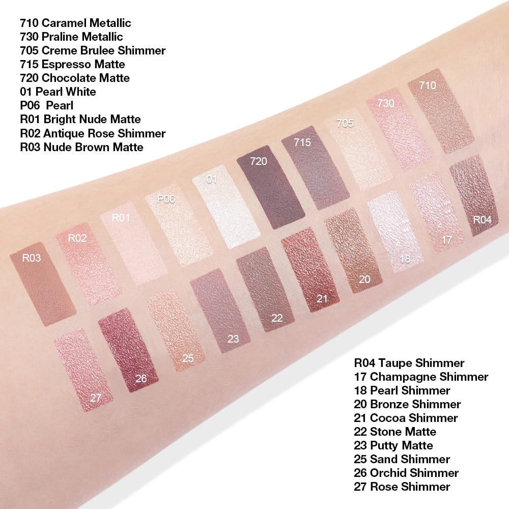 evpct Single Cream Eye Shadow Palette Pot Makeup for Older Women, Caramel Shimmer Glitter Metallic Monochrome Cream to Powder Eyeshadow Palette Eye Brightener, Waterproof Blendable, 710