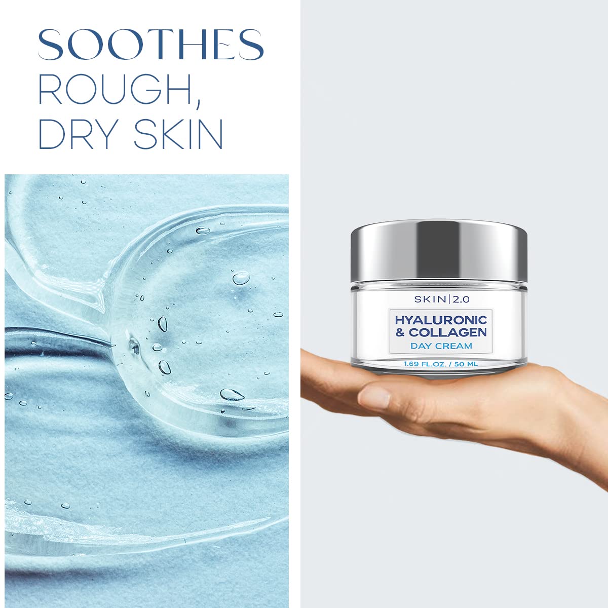 Hyaluronic Acid & Collagen Day & Night Face Moisturizer - Dermatologist Tested, Hydrating, Anti-Aging, Clean Beauty, Cruelty-Free, Korean Skincare for All Skin Types - 1.69 Fl oz (2-Pack)