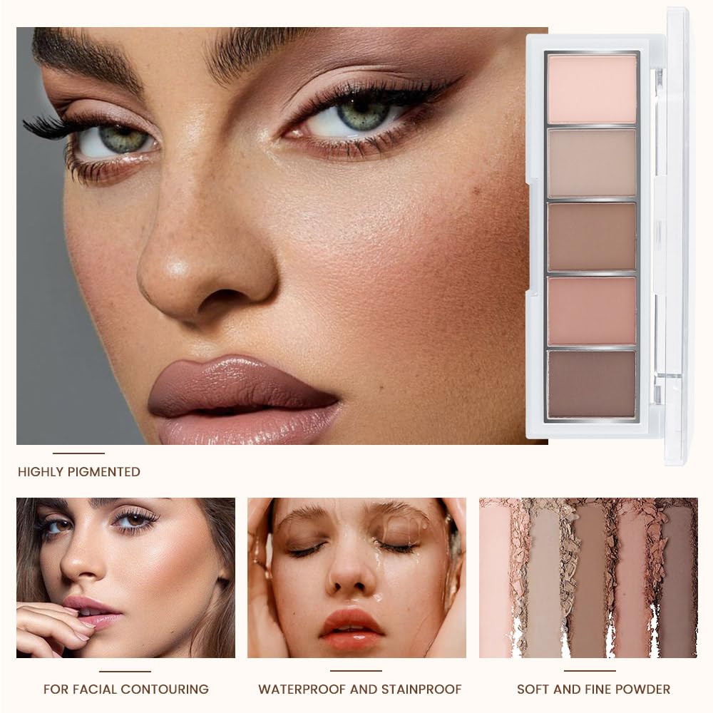 Warm Neutral Rose Brown Eyeshadow Palette β 5 Matte Shades, Soft Pink to Chocolate, Velvety Finish, Natural Everyday to Romantic Eye Looks, Blendable & Travel-Friendly Makeup for Brown Eyes 02#