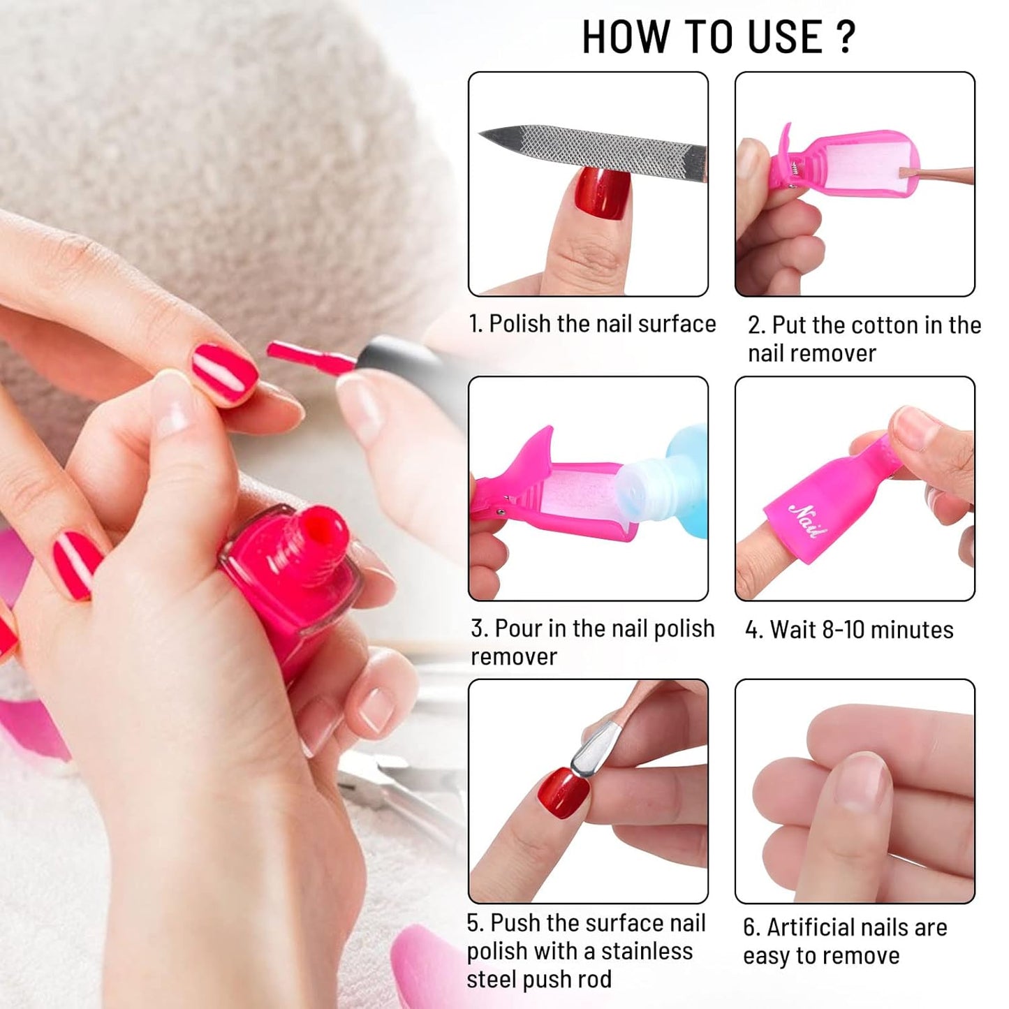 10Pcs Plastic Acrylic Nail Art Soak Off Cap Clip UV Gel Polish Remover Wrap Tool Gel Nail Polish Remover Clips for Fingernail Removal Soak Off Clips Wrap Cleaner Cap Clip Blue