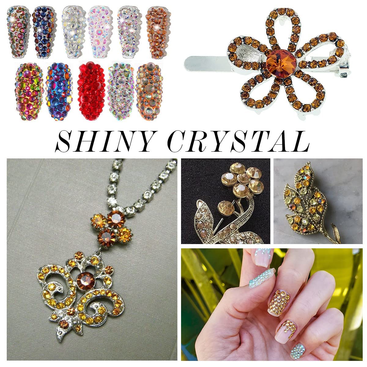 1440Pcs Topaz Crystal Rhinestones,Glass Flatback Rhinestones Gemstones for Nail Face Makeup Art Crafts Clothes Decoration -(SS20,4.8mm,Topaz)