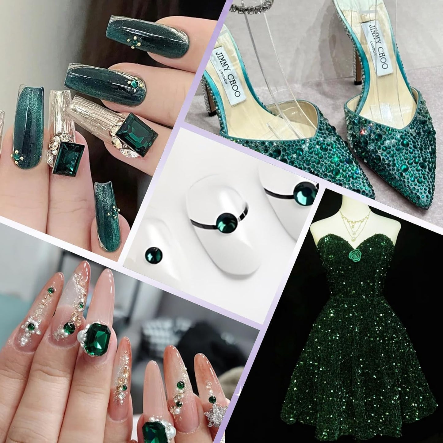 3000PCS SS10 Flatback Rhinestones | 12-Facet Diamond-Cut Glass Gems for Nail Art, Clothing, DIY Crafts |Glue-On Decoration Stones with Silver Backing(Emerald)