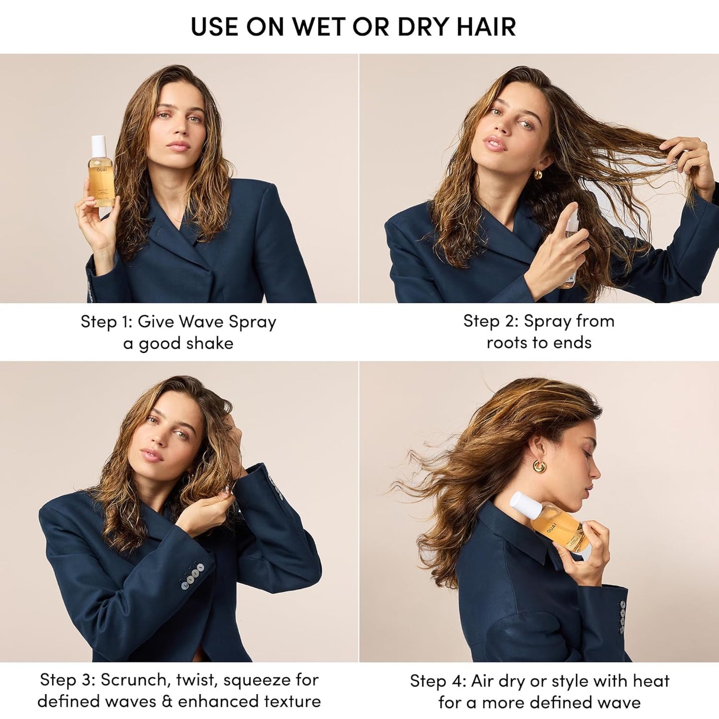 OUAI Travel Size Wave Spray - Texture Spray for Hair with Coconut Oil and Rice Protein - Adds Texture, Volume & Shine for Beach Waves - Paraben Free, Safe for Color & Keratin-Treated Hair (3 fl oz)