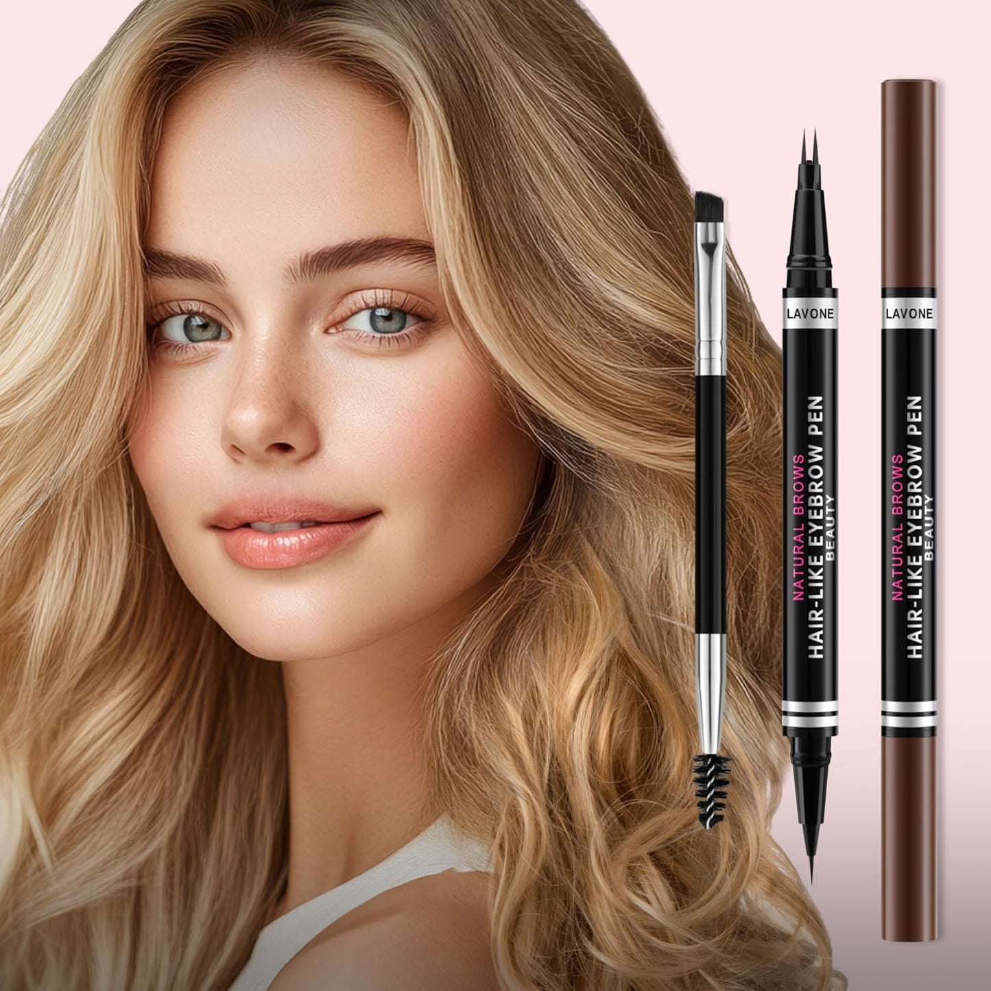 Eyebrow Pencil, 2-in-1 Waterproof Eyebrow Pen, with 2 Tip Microblading Eyebrow Pencil and Ultra-Precise Brow Pencil, with Eyebrow Brush, Eyebrow Pencils for Women, Natural Hair-Like Brows - Ash Brown