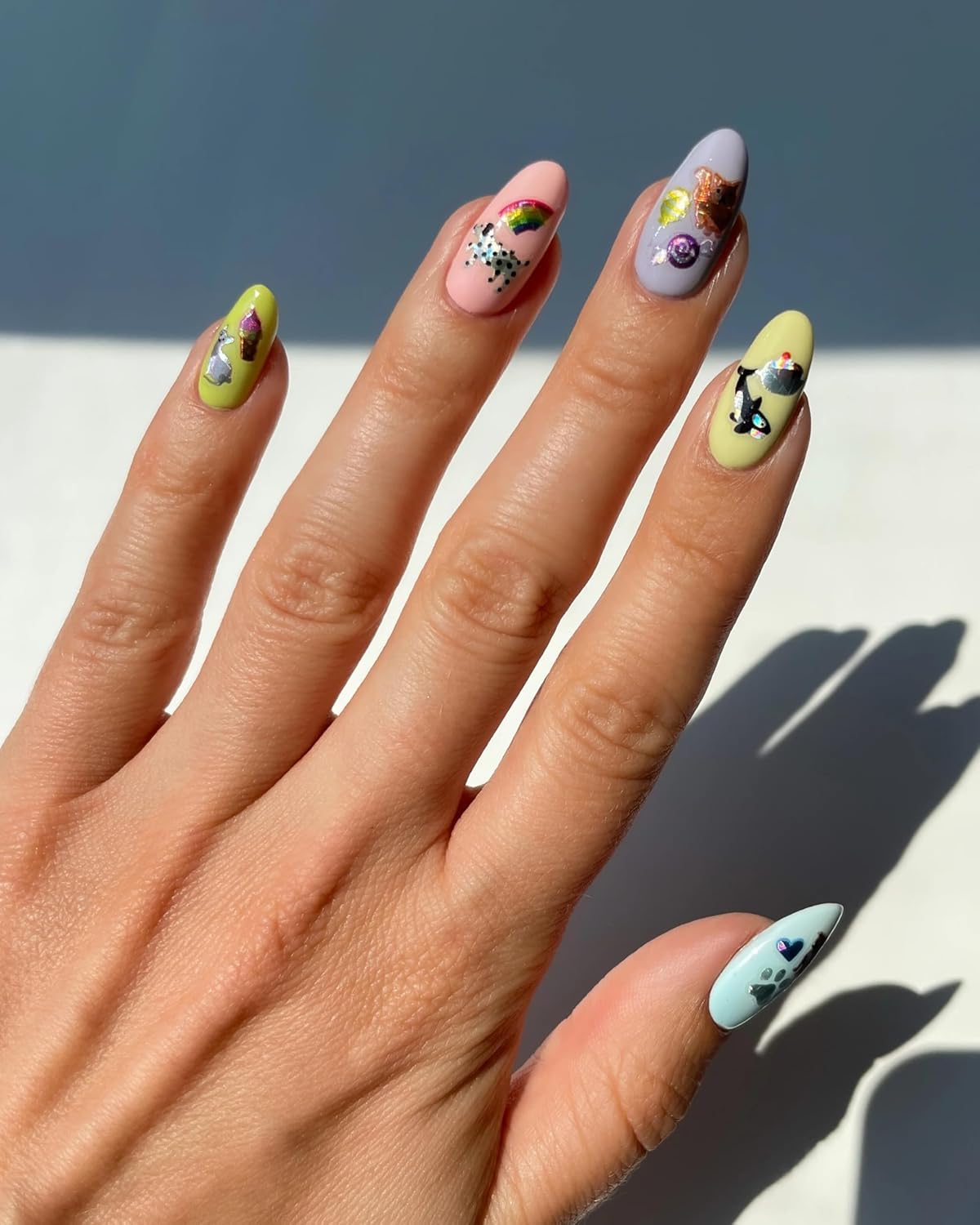 Ice Cream Social Nail Stickers - Lightweight & Easy-to-Apply Nail Art with Trendy Designs - Durable & Long-Lasting Nail Stickers for Women, Ideal for DIY Manicures & Salon-Quality Nails