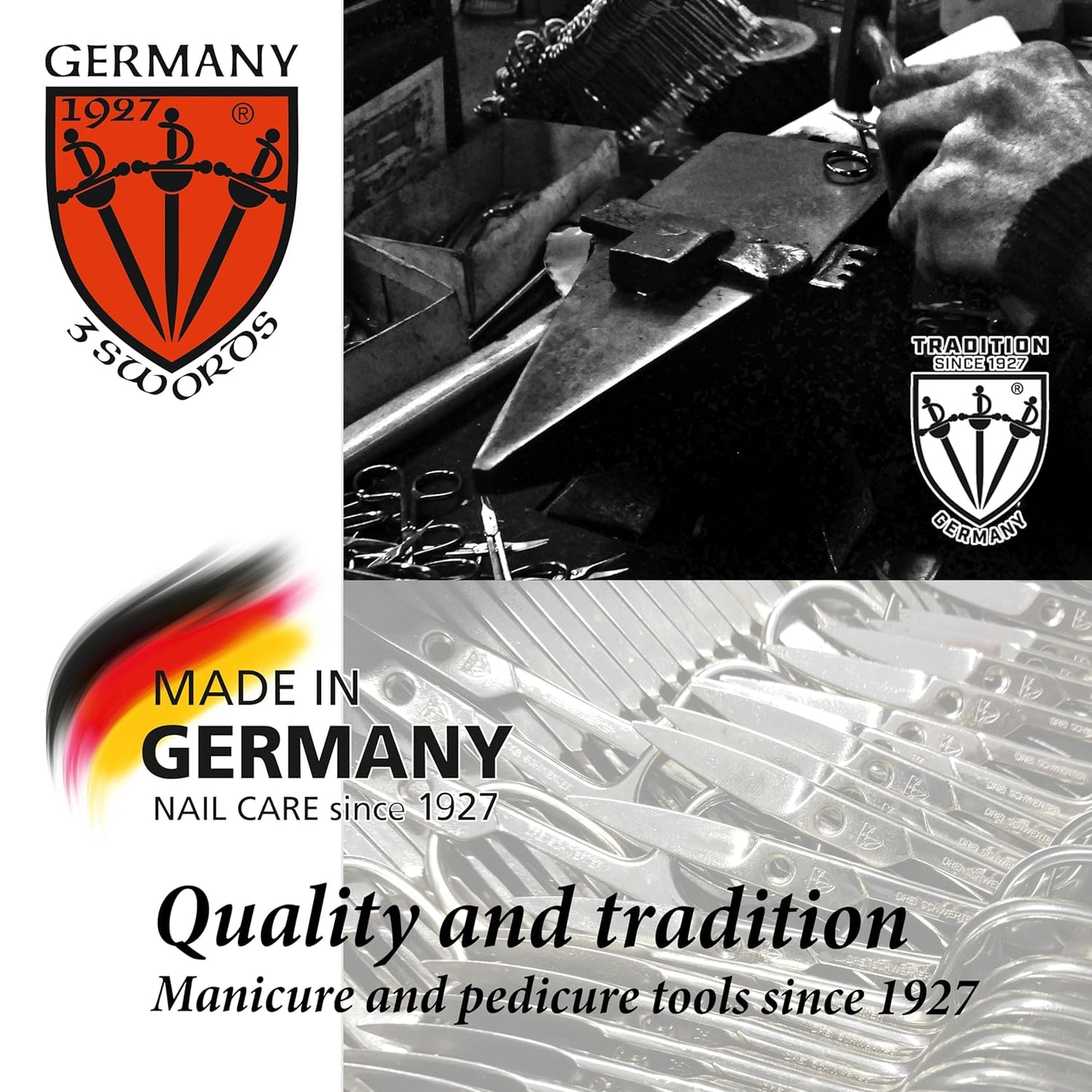 3 Swords Germany - brand quality STAINLESS STEEL INOX STRAIGHT NAIL SCISSORS (1 PIECE) with case for manicure pedicure - nail care by 3 Swords - Made in Germany