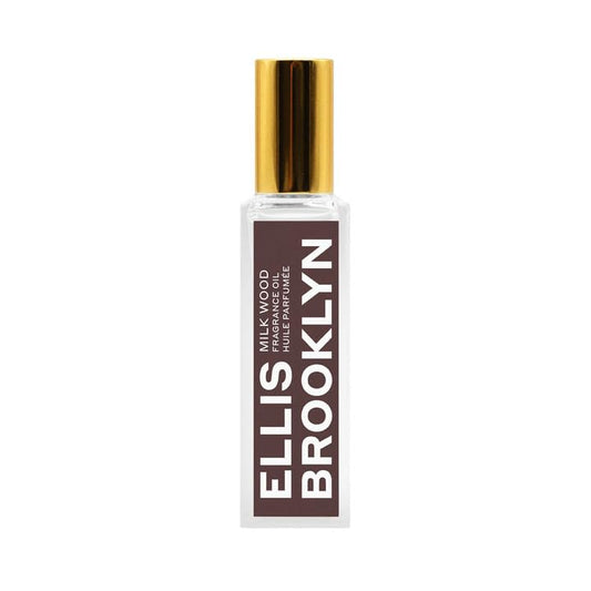 Ellis Brooklyn Milk Wood Perfume Oil Roll-On for Women – Sandalwood & Amber Musk Perfume Oil - Notes of Coconut Milk, Freesia & Bergamot– Long Lasting Fragrance, Travel-Friendly Rollerball, 15ml