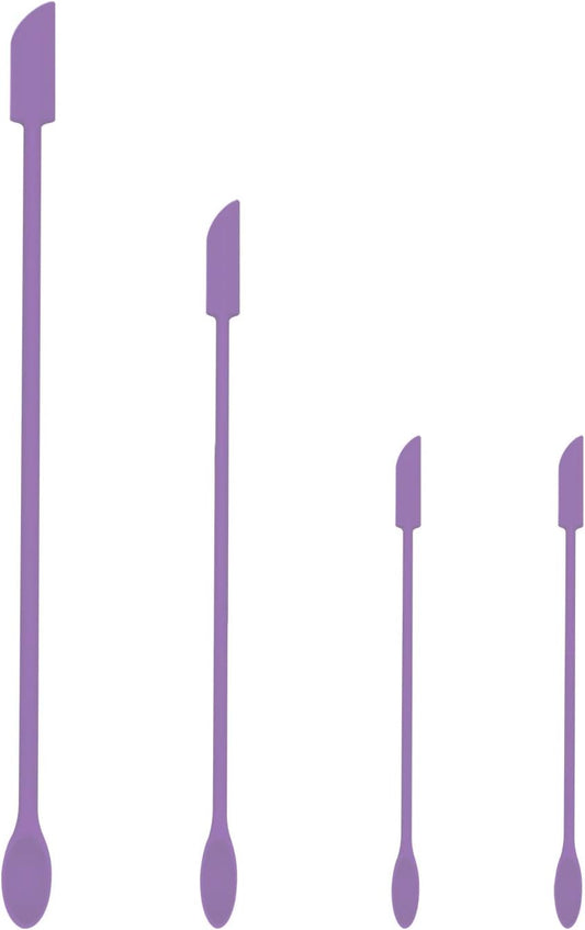 Mini Spatula Silicone Spatula Set - 4pcs Small Makeup Scrapers for Cosmetics, Reusable Beauty Tiny Tools, Thin Jar Scraper, Get the Last of the Makeup Out of the Bottle(Purple)