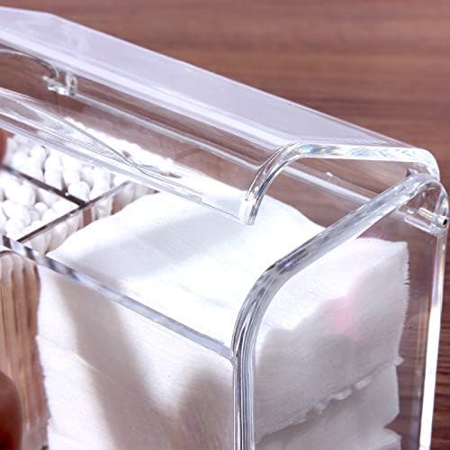 Sooyee Qtip Holder Dispenser for Cotton Ball, Swab, Round Pads, Floss,3 Compartment Plastic Apothecary Jars,Bathroom Organization ,Vanity Organizers and Storage,Clear