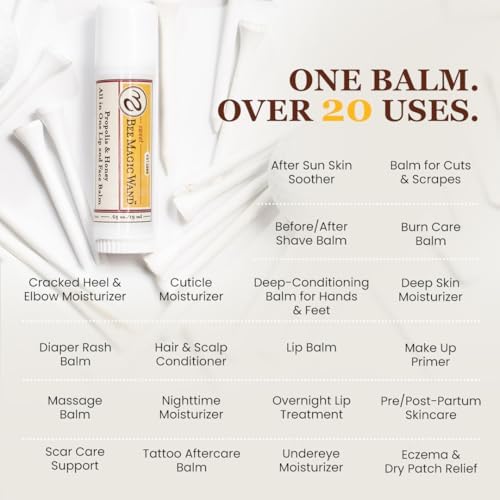 Sweet Bee Naturals Magic Wand - Certified Organic Lip and Face Moisturizing Wand - Natural Chapstick and Balm Wand for Dry Skin and Lips, Non Petroleum Jelly for All Ages and Skin Types,0.65 oz-6 pack
