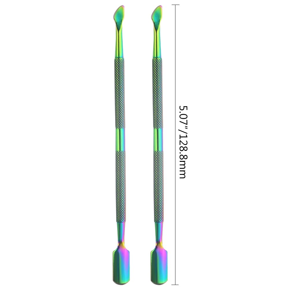 4 Pieces Nail Cuticle Pusher Stainless Steel Nail Polish Cuticle Remover Double Ended Manicure Nail Pedicure Tool Metal Cuticle Peeler Scraper for Fingernails and Toenails (Rainbow)