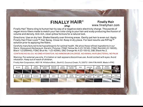Hair Building Fibers 25 gram (ammonium chloride free) Refill Bag by Finally Hair. Compatible Replacement/Refill for Toppik Xfusion (Auburn)