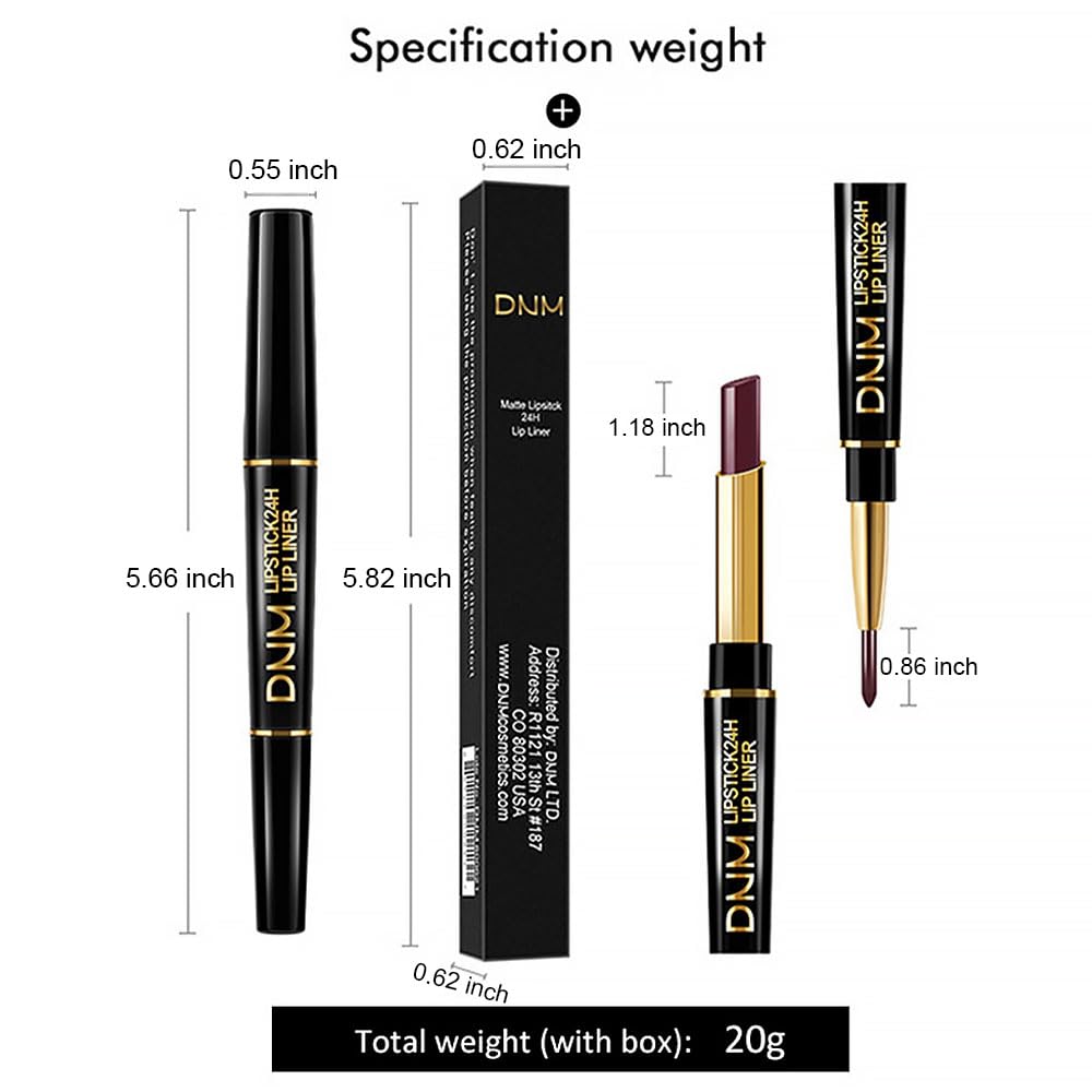 evpct 1Pcs Nude Beige Brown Matte Lip Liner and Lipstick Set Kit for Women, 24 Hour Waterproof, Dual-Ended Lipstick and Lip Liner Combo