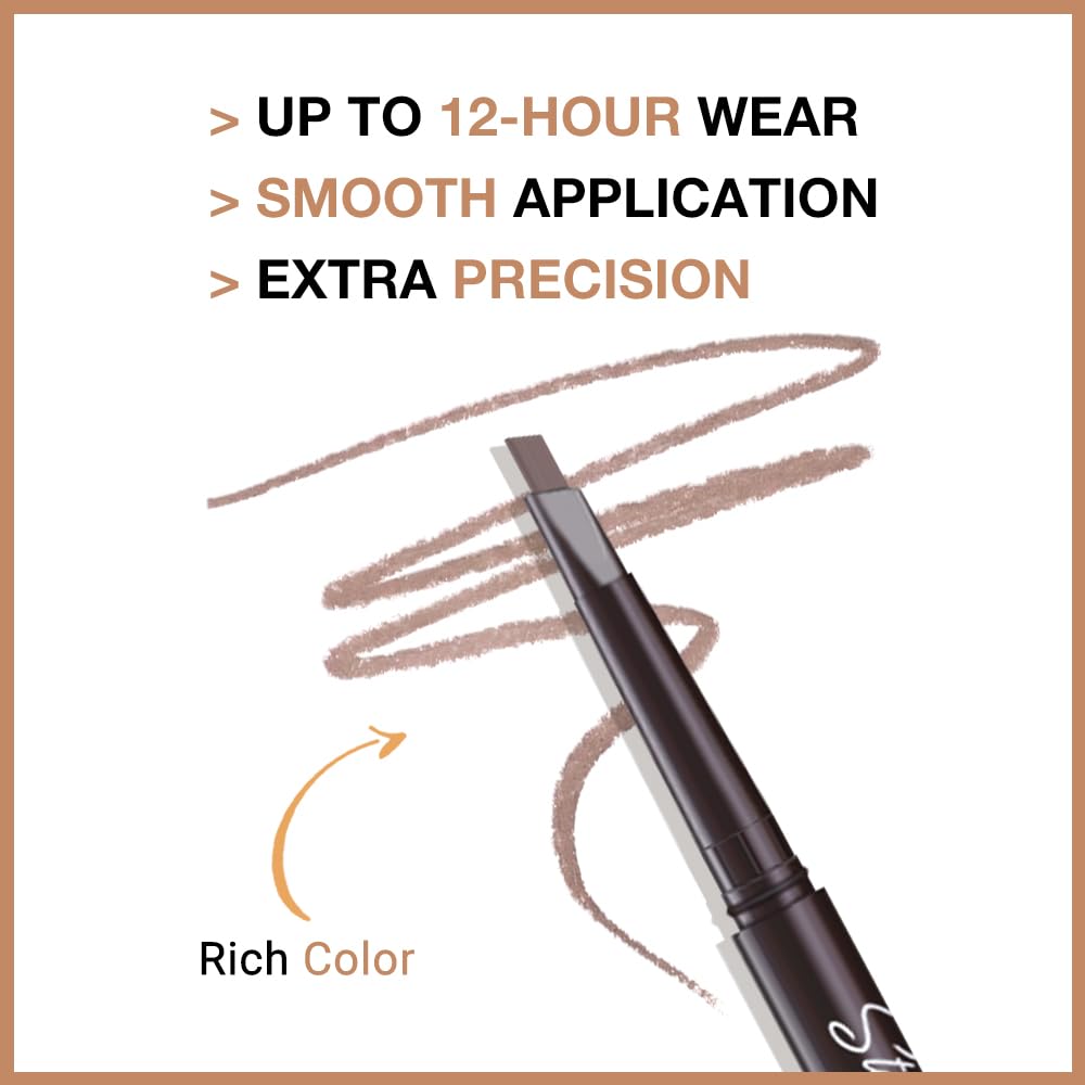 4 Pcs Ultimate Eyebrow Retractable Definer Pencils,Dual-Sided Natural Soft Textured Eyebrow Pencil, for Daily Look Eyebrow Makeup,Brow Brush,Fine Tip lapiz de cejas-Light Brown