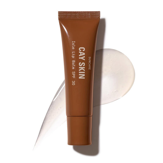 Cay Skin Isle Lip Balm SPF 30 – High Shine, Hydrating + Sheer Lip Gloss in Vanilla Brown Sugar Flavor – Formulated with Natural Ingredients for All Skin Tones – Clear, 0.35 oz