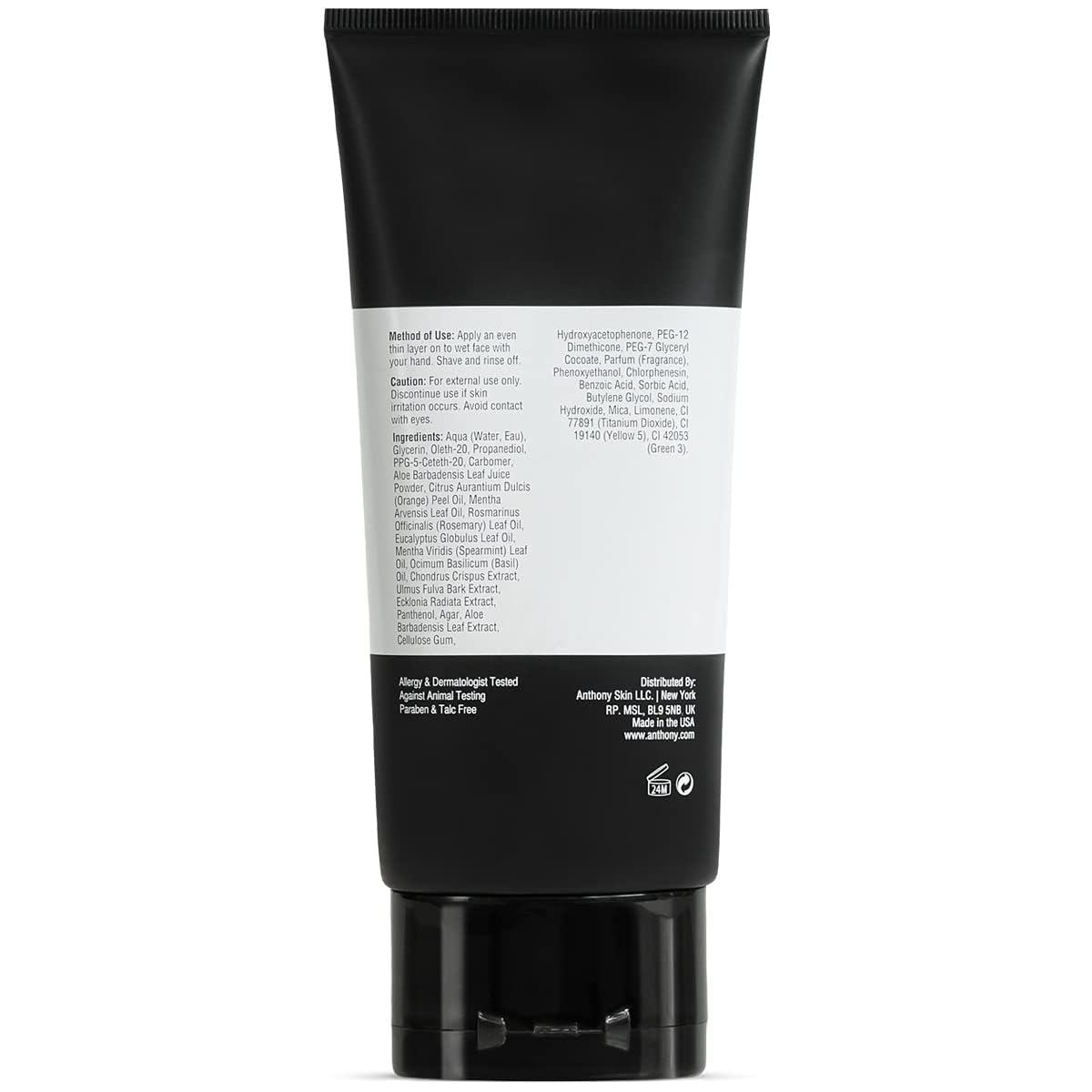 Anthony Shaving Cream Mens Sensitive Skin: Squalane, Eucalyptus, Spearmint and Rosemary Extracts, Help Soothe, Refresh, Cool, and Condition Your Skin for Shave 6 Fl Oz 3 Pack