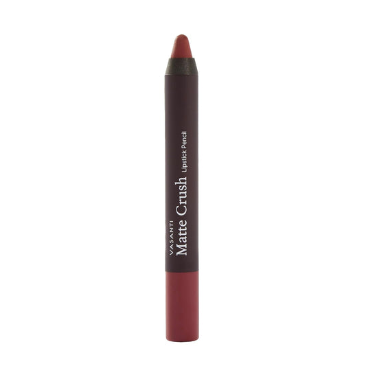 VASANTI Matte Crush Lipstick Pencil – Peachy Keen Natural Peach – Soft, Velvety Matte Finish, Waterproof, Smooth Application – Natural, Vegan, Paraben-Free Lip Color