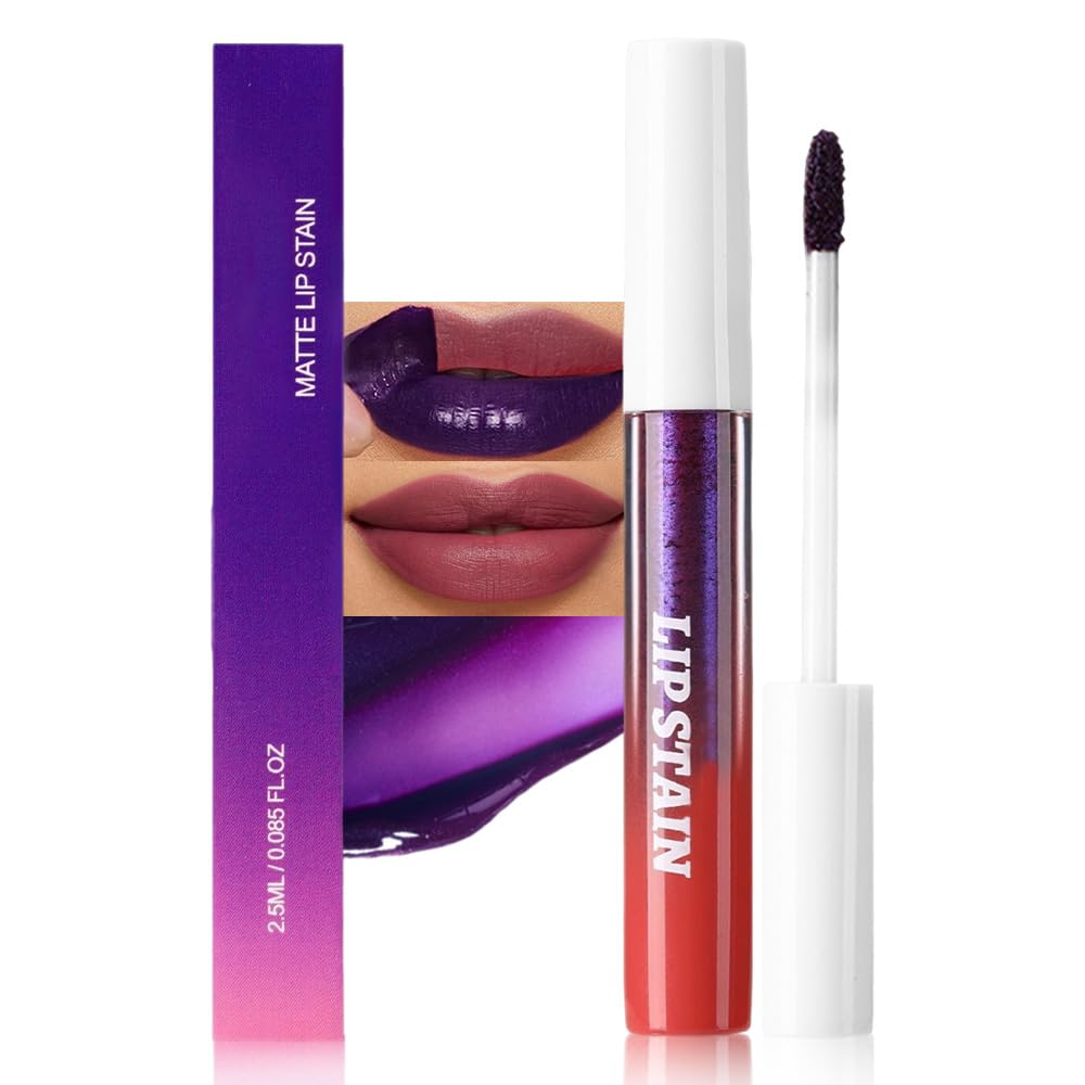 evpct Maroon Red Peel Off Lip Stain Tints, Matte Liquid Lipstick Lip Stain Long Lasting Waterproof for Women, Non-stick Cup Lipstick Peel Off Highly Pigmented Not Faded Smudge-proof Easy to Apply, 01