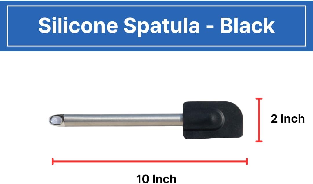 Silicone Spatula – Heat Resistant Rubber Spatula with Stainless Steel Handle, Nonstick Kitchen Cooking & Baking Scraper, 10 Inch Black Utensil for Mixing, Frying & Stirring