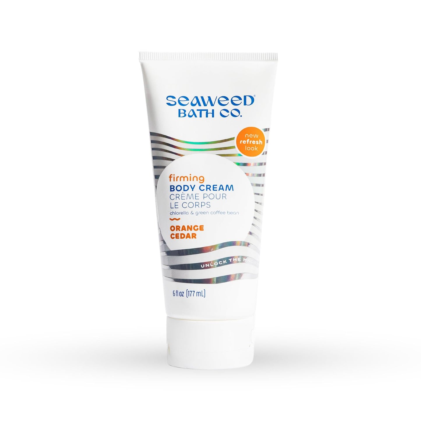 Seaweed Bath Co. Firming Body Cream, Orange Cedar Scent, 6 Ounce, Skin Toning Hand & Body Lotion Moisturizer for Dry Skin, with Sustainably Harvested Seaweed, Chlorella, Green Coffee Bean