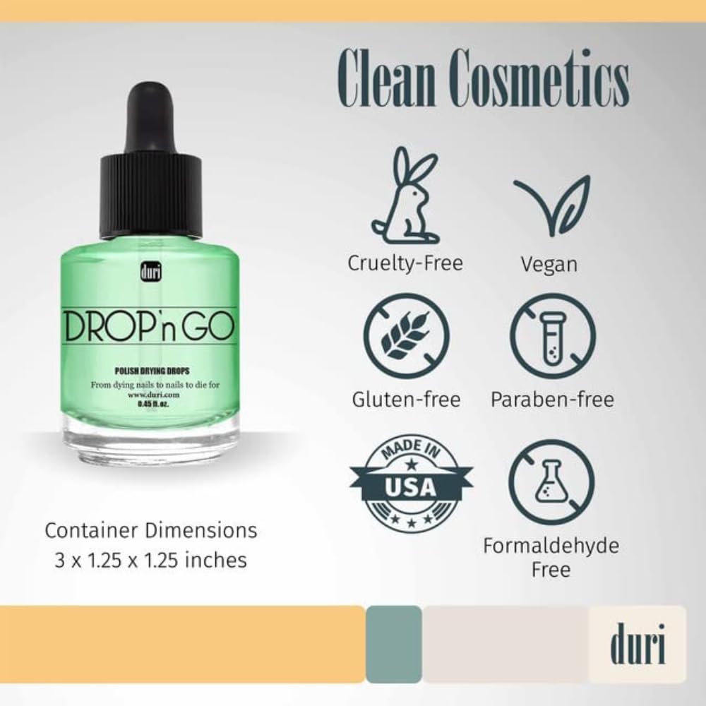 duri Drop'n Go Quick Dry Nail Drops - Fast Drying Drops for Long Lasting Nail Polish 0.45 fl. oz. (Pack of 1)
