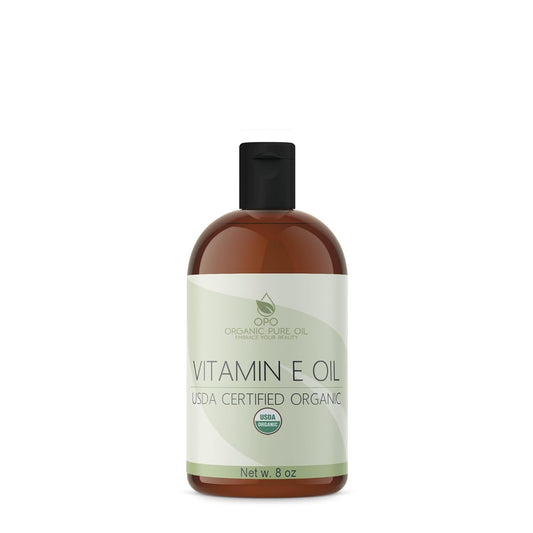Vitamin E Oil - Organic, USDA Certified Organic, 43,000 IU, Natural Vegan Cruelty-Free, Extra Strength for Face Skin Hair Body Eyelashes Locs Nails-Antioxidant Moisturizer DIY Cream Lotion (8 oz)