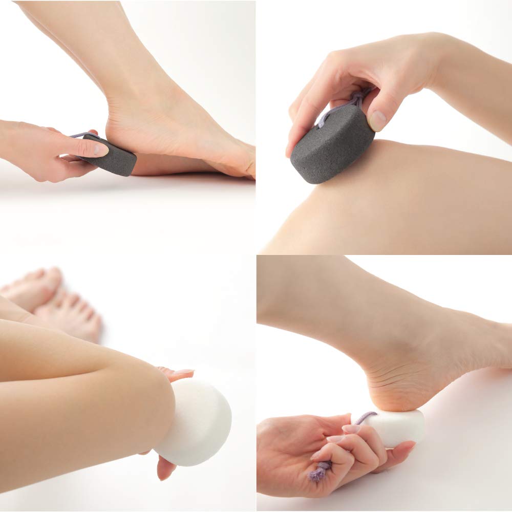 Pumice Stone for Feet, Body, Hands [Made in Japan] Silk or Charcoal Plus Hyaluronic Acid Essence Blended for Extra Fine Smooth Finish, Soft Foot Pumice Scrubber (Silk Essence)