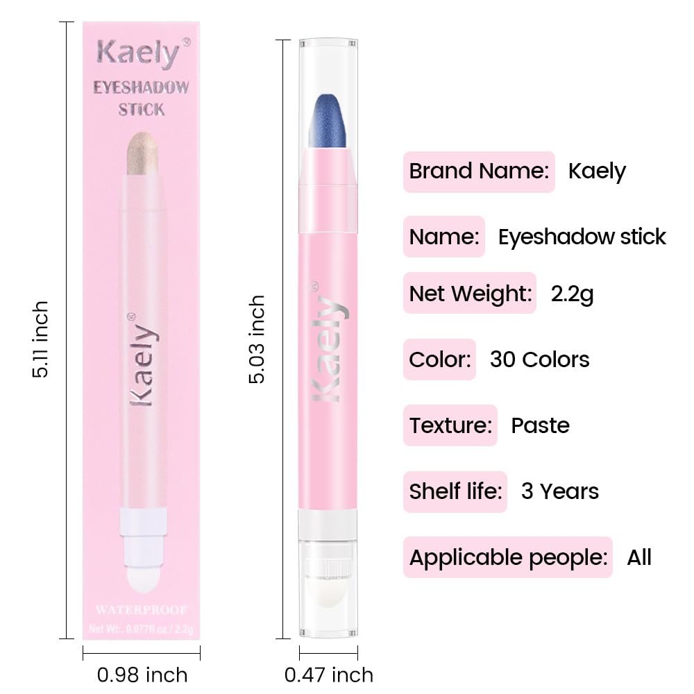 evpct 1Pcs Midnight Blue Shimmer Cream Eye Shadow Brightener Sticks for Eyes Waterproof Pigmented, Double Ended Cream Eyeshadow Stick Pencil Pen with Applicator, Eye Shadow Palette Highlighter Makeup