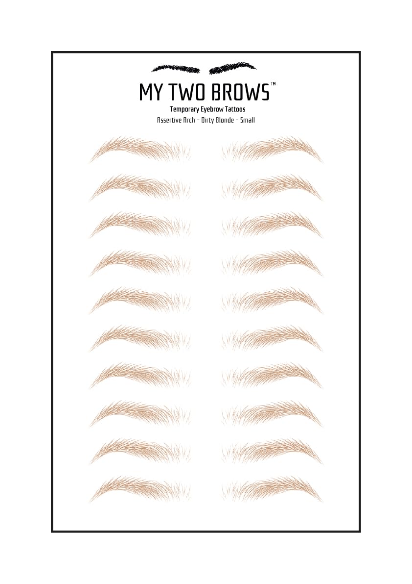 (10 pairs) Dirty Blonde Temporary Eyebrow Tattoo - Small Size - Waterproof & Smudgeproof - Assertive Arch Style Eyebrow Stickers - Sheet Lasts up to 30 Days - Won't Work on Existing Brows