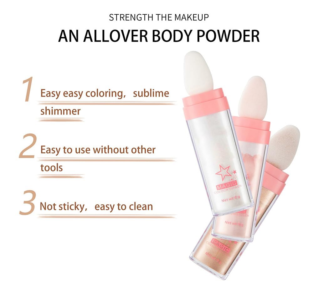 Glitter Powder Highlighter Makeup,Body Brightens the Natural Three-dimensional Face Powder Blusher .(03# Golden browm)
