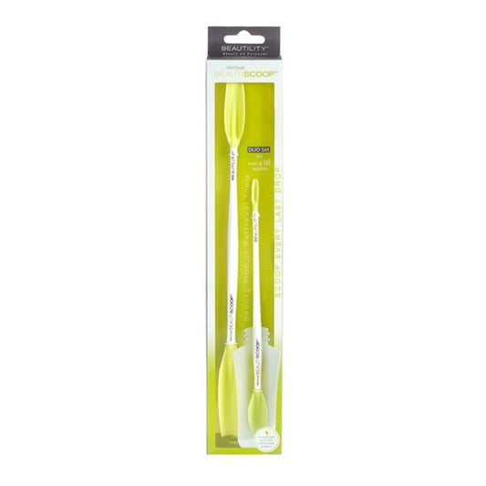 BEAUTISCOOP Duo Set Crisp White/Green Dual-Scoop Beauty Tool (8" & 11" Duo, White/Green)