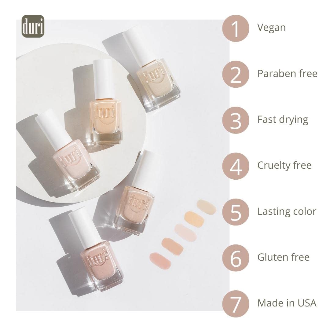 duri Nail Polish, 769 Dolphin Dance, Silver Metallic Shimmer Lacquer, Full Coverage, Shiny Finish, Fast Drying, Long Lasting, 0.45 Fl Oz