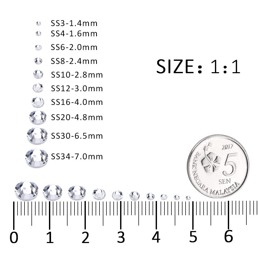 1440Pcs White Crystal Rhinestones,Glass Flatback Rhinestones Gemstones Small for Nail Face Makeup Art Crafts Clothes Decoration -(SS10,2.8mm,White)