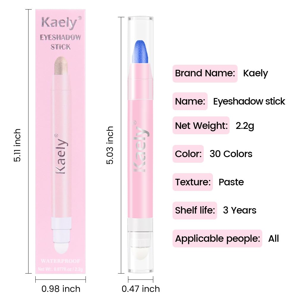 evpct 2Pcs Cream Eye Shadow Brightener Sticks Set for Eyes Waterproof, Violet & Royal Blue Shimmer Cream Eyeshadow Applicator Stick Long Lasting Pigmented Eye Makeup sombras en crema para ojos 9+13