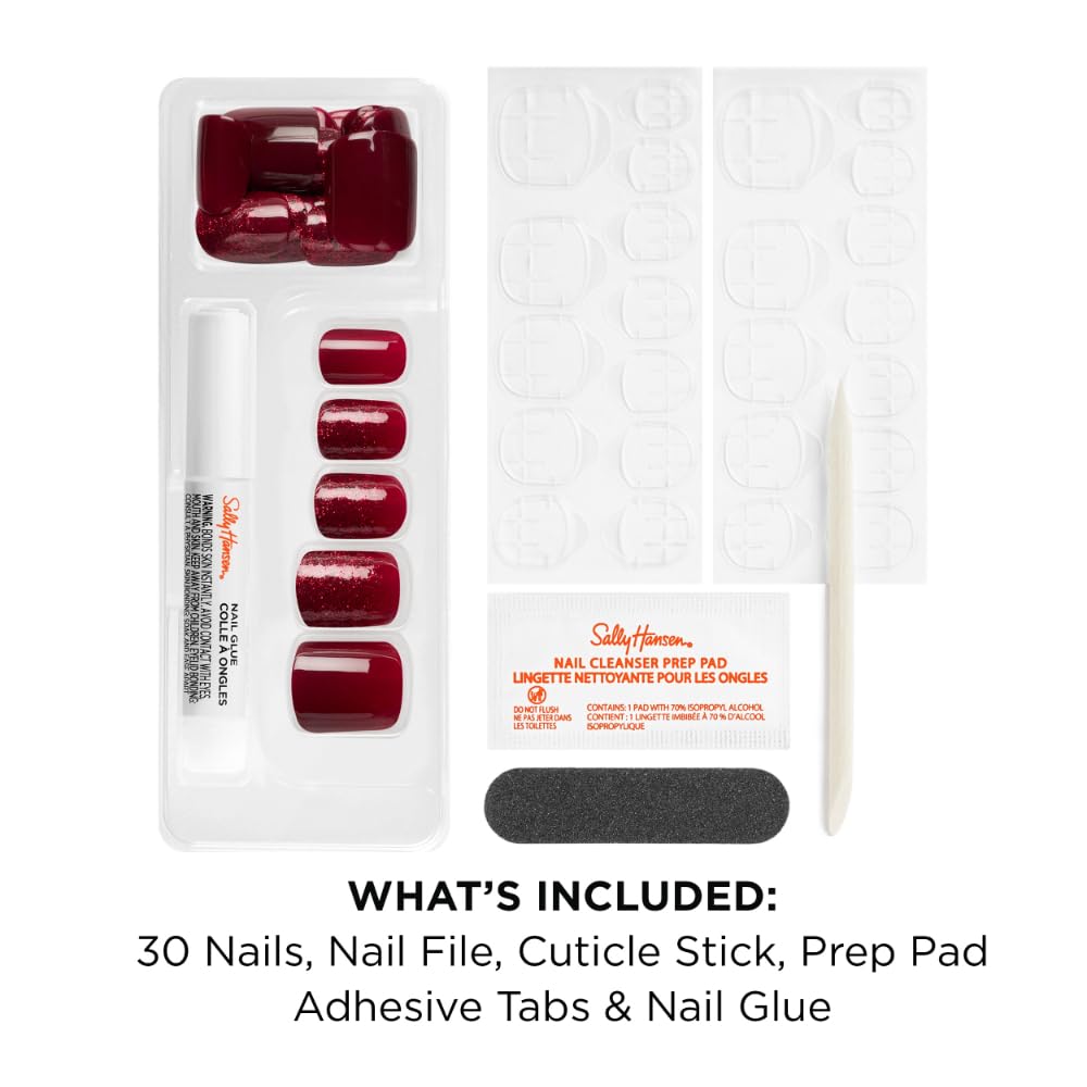 Sally Hansen Instant Cuticle Remover & Salon Effects Infra-Red Press On Nails Kit - 15 Second Gel Formula with Aloe