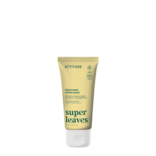 ATTITUDE Hand Cream, EWG Verified, Plant and Mineral-Based, Vegan Personal Care Products, Earl Grey & Fresh Cucumber Scent, 2.5 Fl Oz