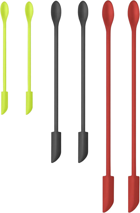Silicone Spatula Set 6Pcs - Mini Scraper Tool for Beauty & Food （Reach Every Last Drop - Multi-Size Spatulas for Makeup Jars, Lotion Bottles & Kitchen Containers）