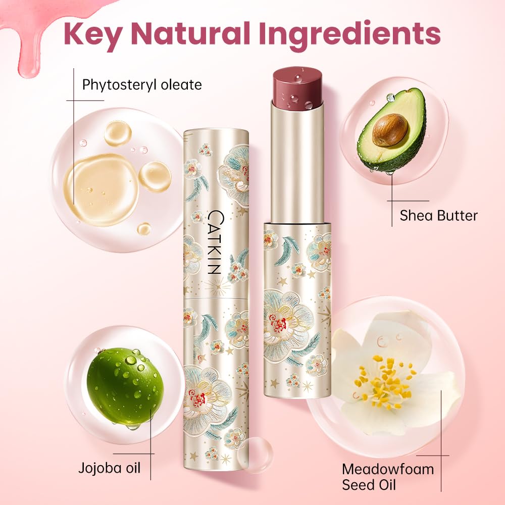 CATKIN Glossy Lip Balm Ultra Hydating Glow Lip Tinted Jelly Plump Melting Balm Shea Butter Repair Soothing For Dry Lips Dewy Finished 0.12 oz 2pcs Set 01
