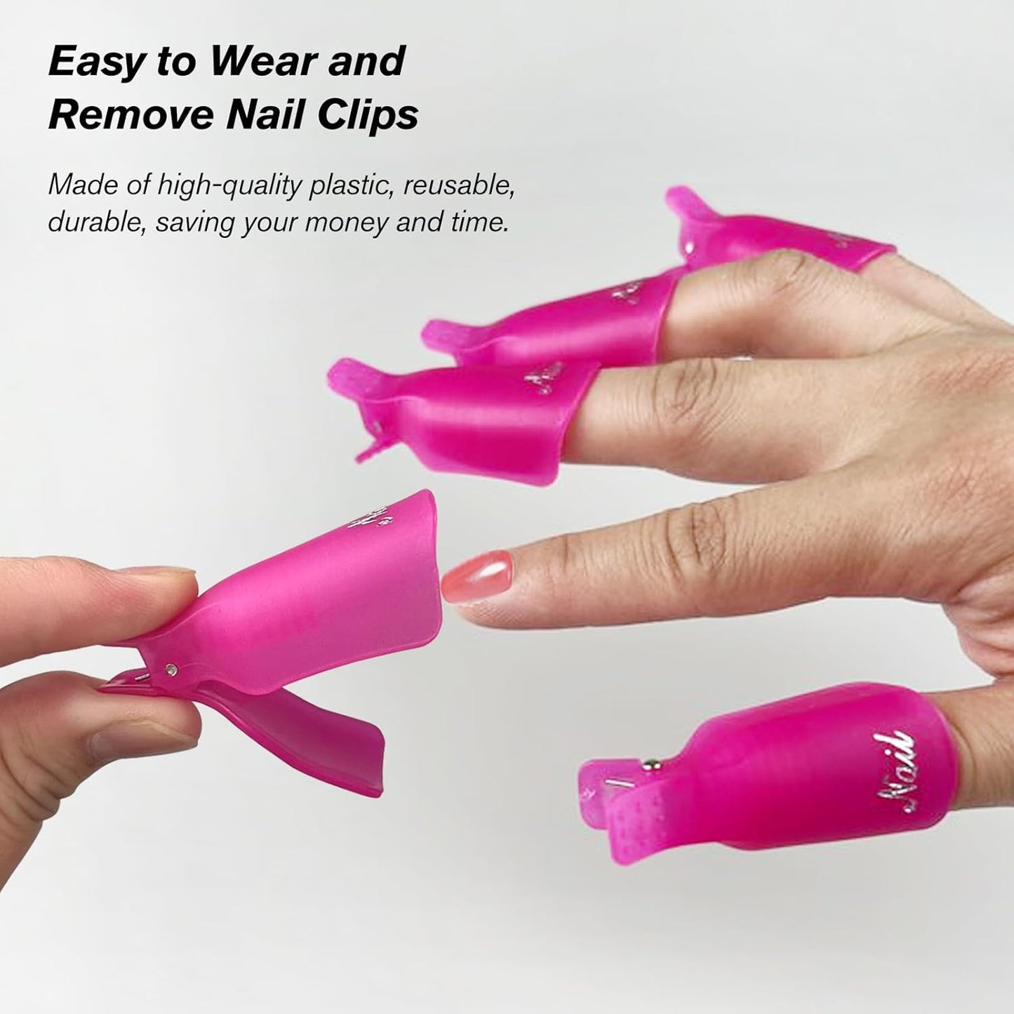 20-Piece UV Gel Polish Remover Wrap Tool in Pink-Professional Acrylic Nail Art Soak Off Cap Clips