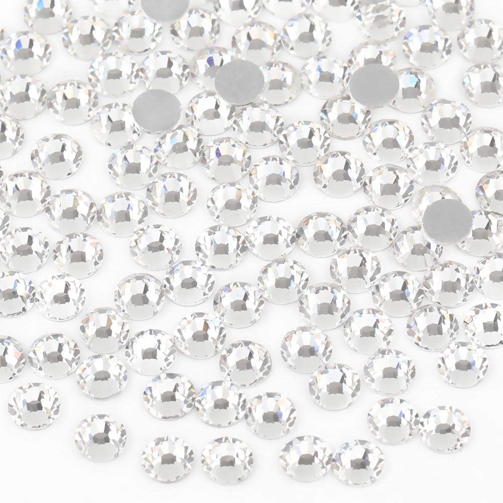 beadsland Flat Back Crystal Rhinestones Round Gems for Nail Art and Craft Glue Fix, Crystal (8.4-8.7mm) SS40/144pcs