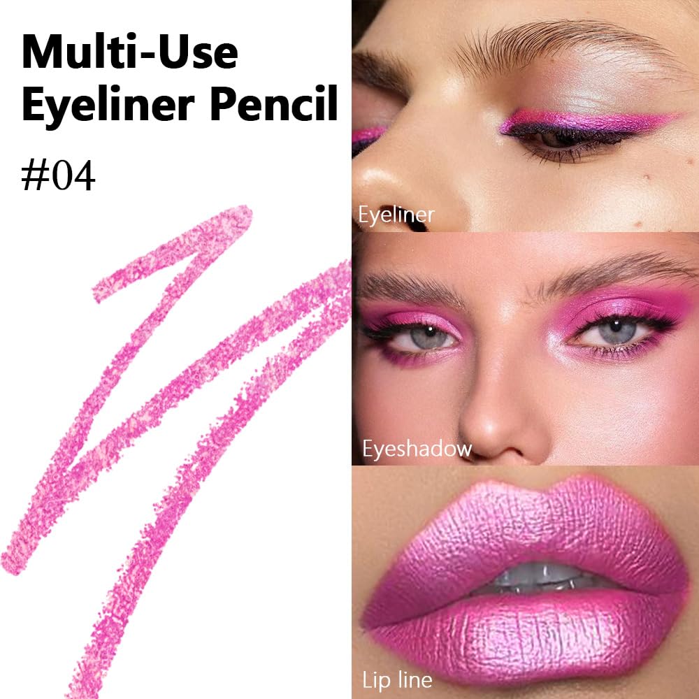 Kaely Gel Eyeliner Pencil for Women, Pearl Peach Red Eye Liner Waterproof Smudge Proof with Sharpener, Waterline Eye Makeup Liners, delineador de ojos contra el agua, Vegan & Cruelty-Free, 04