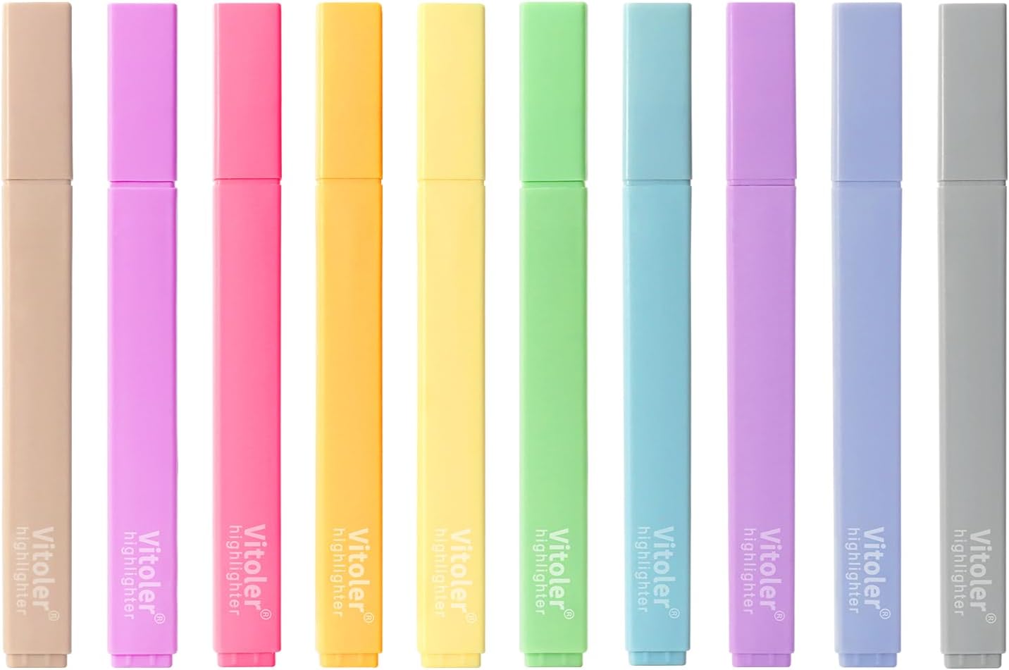 Vitoler Aesthetic Highlighters,10 Pcs Chisel Tip,Dry Fast Easy to Hold,Highlighter Set of Cute Office Desk Accessories, School Supplies