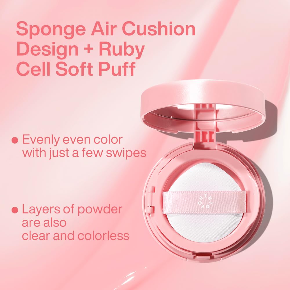 INTO YOU Cream Blush Air Cushion for Cheeks Eyes, Moisturizing, Lightweight, Dewy Finish Face Makeup, Long Wearing, Buildable, Blendable, Pigmented Liquid Blush, for All Skin Tones, Cool Lavender