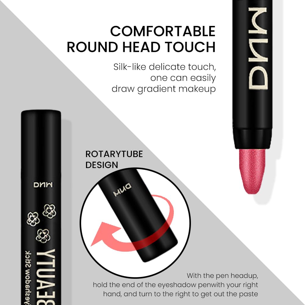 evpct Red Shimmer Cream Eye Shadow Brightener Sticks Set for Eyes, Red Shimmery Matte Pencil Eye shadow Applicator Stick Pen Palette Makeup Waterproof sombras en crema para ojos 35#