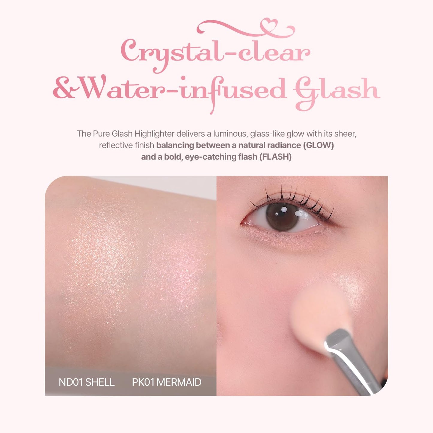 2aN Pure Glash Highlighter – Glass-Like Sheen Powder Highlighter for a Natural, Radiant Glow | Buildable, Long-Lasting, Lightweight Formula (MERMAID, 0.8oz)