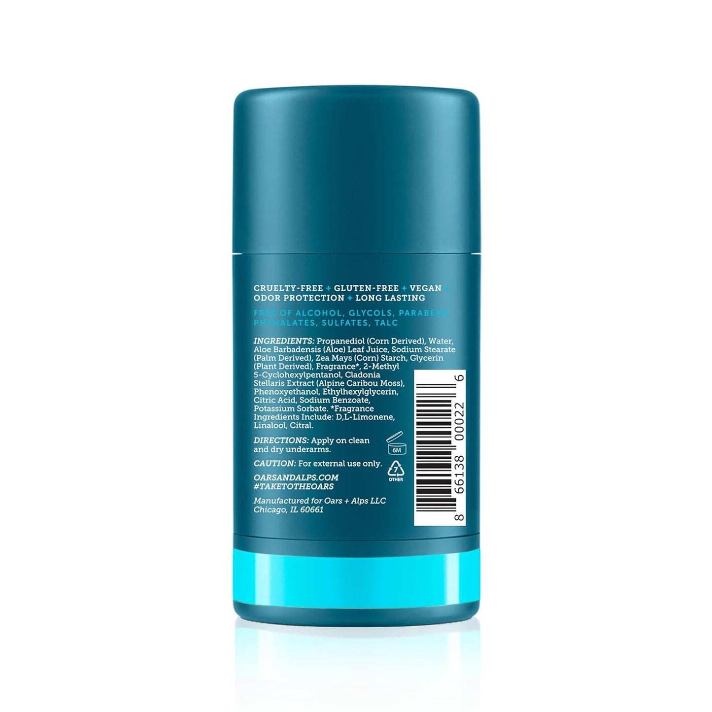 Oars + Alps Natural Deodorant for Men & Women, Aluminum Free Deodorant for Men, Dermatologist Tested, Clean Ingredients, Non Toxic, Vegan, Long Lasting, Odor Protection, Fresh Ocean Splash, 1pk, 2.6oz