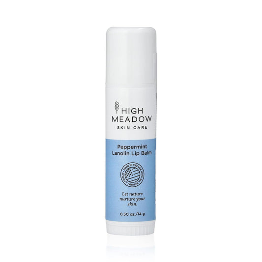 High Meadow Lanolin Peppermint Lip Balm Stick-Natural Unisex Lip Care With Shea Butter, Hydrates, Moisturizes, and Protects Lips, Great for Cold Sores, Fever Blisters, Long-Lasting Clear Lip Hydration