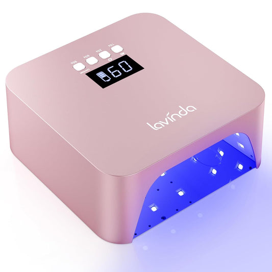 Lavinda 48W UV LED Nail Lamp, Rechargeable Cordless UV Light for Gel Nails LED Nail Dryer with Auto Sensor, 4 Timer Settings & LCD Display, Fast Curing Light All Gel Polish for Home Salon Use