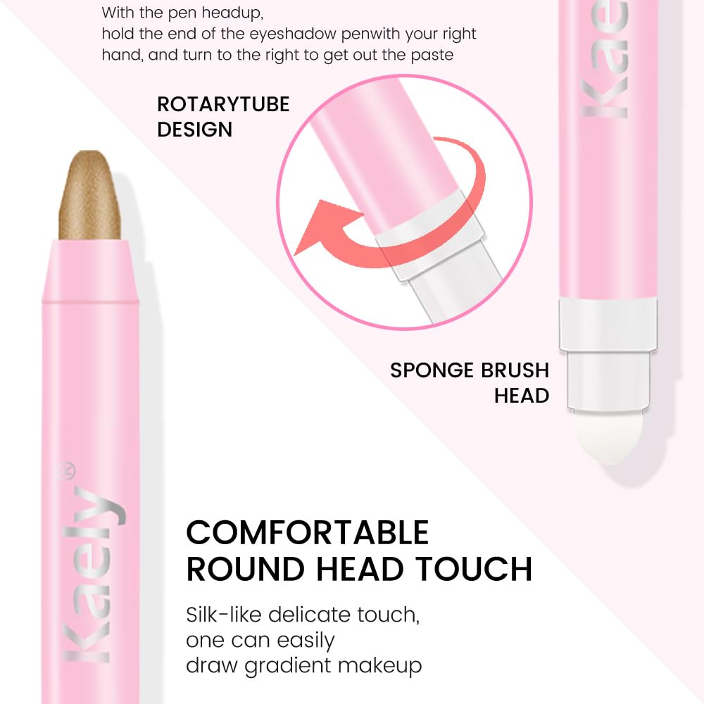 Kaely 2in1 Cream Eye Shadow Brightener Sticks for Eyes, Pencil Eyeshadow Applicator Stick Waterproof Pigmented, Eye Shadow Palette Highlighter Makeup, sombras para ojos, 04 Light Khaki Shimmer